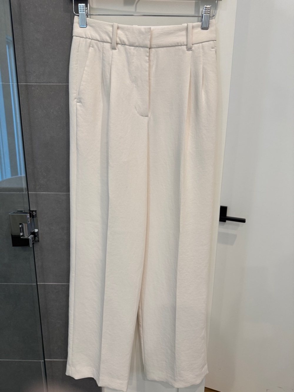 Aritzia Cream Wide Leg Trousers